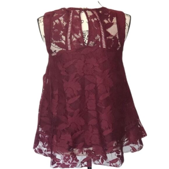 Wine lace overlay dresy tank - Picture 2 of 4